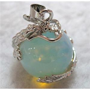 opalite pendant, platinum plated, approx 22x26mm [GMPD339]