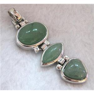 Green Aventurine pendant, platinum plated, approx 22x54mm [GMPD383]