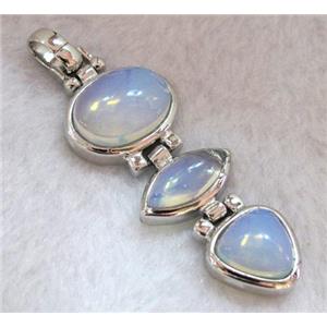 opalite pendant, platinum plated, approx 22x54mm [GMPD384]