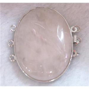 rose quartz connector for necklace, bracelet, platinum plated, approx 33x42mm [GMPD387]