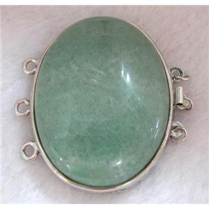 Green Aventurine connector for necklace, bracelet, platinum plated, approx 33x42mm [GMPD388]
