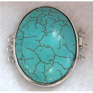 Turquoise connector for necklace, bracelet, platinum plated, approx 33x42mm [GMPD390]