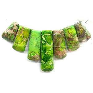 Green Imperial Jasper Stick Pendant For Necklace, approx 16x10x5mm, 40x9x5mm [GMPD541]