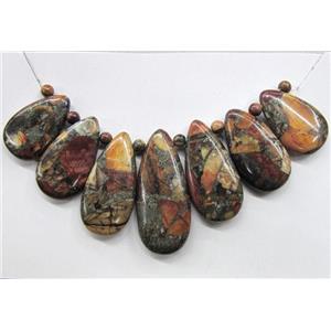 Picasso Jasper Teardrop Pendant For Necklace Multicolor, approx 15x43x6mm, 16x25x6mm [GMPD556]