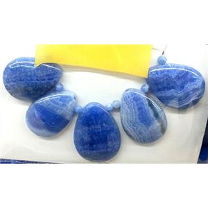 Natural Agate Teardrop Pendant For Necklace Blue Dye, approx 15x43x6mm, 16x25x6mm [GMPD559]