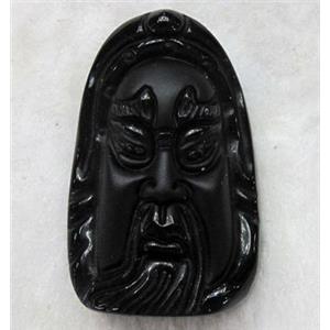 Natural Black Obsidian Buddha Pendant, approx 22x35mm [GMPD594]