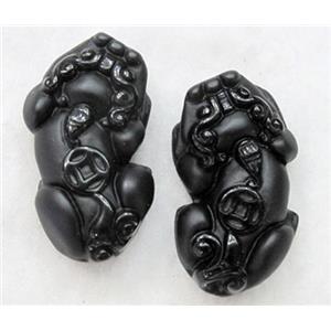 Natural Black Obsidian Pixiu Pendant, approx 22x39mm [GMPD604]