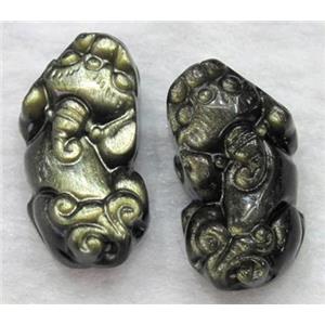Natural Gold Obsidian Pixiu Pendant, approx 12x24mm [GMPD605]