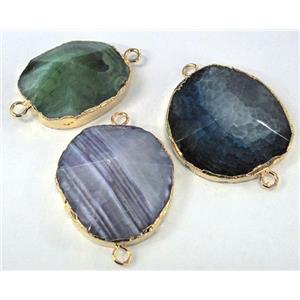 agate connector, links, point, gold plated, mixed color, approx 20-40mm [GMPD624]