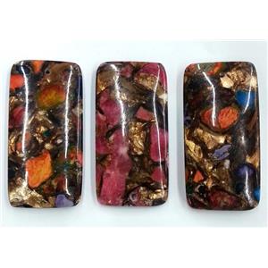 bronzite pendant, resin cover, mixed rectangle, approx 30x60mm [GMPD630]