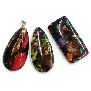 bronzite pendant, resin cover, mixed, approx 30x60mm [GMPD631]