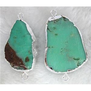 Australian chrysoprase linker, silver, approx 20-35mm [GMPD637]