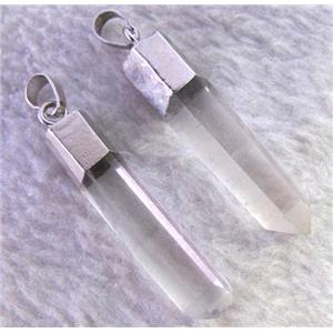 clear quartz stick pendant, freeform, approx 40x10mm [GMPD760]