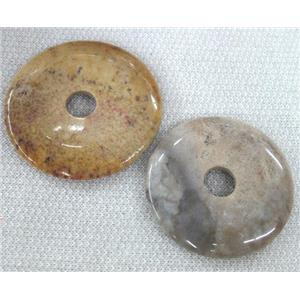 fossil jasper pendant, donut, approx 45-60mm [GMPD926]