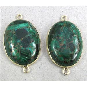 mosaic malachite linkers, oval, green, gold plated, approx 22-30mm [GMPDA1093]