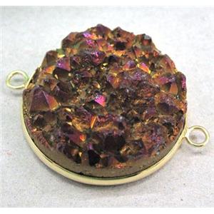 druzy quartz linkers, round, purple electroplated, approx 30mm dia [GMPDA1205]