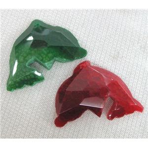 agate dolphin pendant, faceted, mixed color, approx 35-50mm [GMPDA1230]