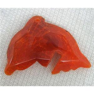 red agate pendant, dolphin, faceted, approx 35-50mm [GMPDA1231]
