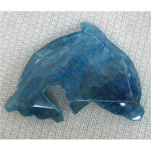 blue agate pendant, faceted dolphin, approx 35-50mm [GMPDA1232]