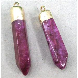 clear quartz pendant, bullet, hotpink, approx 6-12mm x 30-50mm [GMPDA1248]