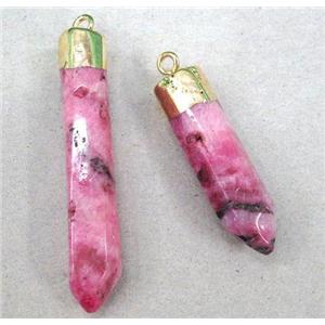 clear quartz bullet pendant, pink, approx 6-12mm x 30-50mm [GMPDA1249]