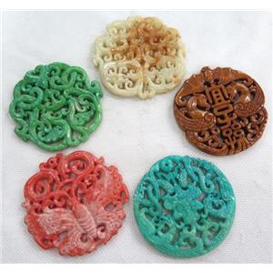 mixed Chinese Henan Jade pendants, carved, approx 65-75mm [GMPDA1265]
