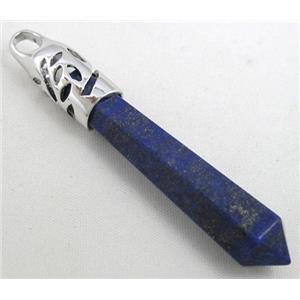 lapis lazuli pendant, stick, faceted, point, approx 10x65mm [GMPDA1451]