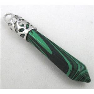 malachite pendant, stick, point, approx 10x65mm [GMPDA1452]