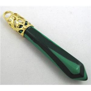 malachite pendant, stick, point, approx 10x65mm [GMPDA1453]