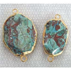 Ocean Jasper connector, freeform, gold plated, approx 20-35mm [GMPDA1499]
