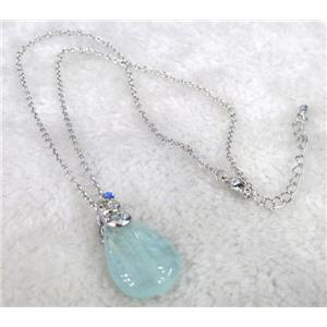 Aquamarine necklace, teardrop, approx 18x25mm bead [GMPDA1503]