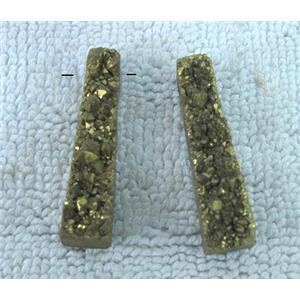 druzy quartz earring pendant, gold plated, approx 35mm length [GMPDA1509-L]