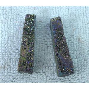 druzy quartz pendant for earring, rainbow plated, approx 20mm length [GMPDA1510-S]