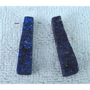 druzy quartz earring pendant, blue plated, approx 35mm length [GMPDA1511-L]