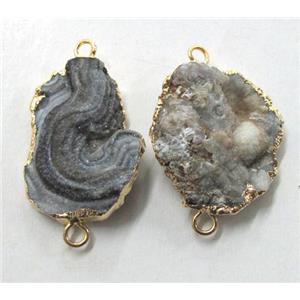 druzy agate connector, freeform, gold plated, approx 15-30mm [GMPDA1551]