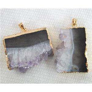 druzy amethyst pendant, freeform, approx 30-40mm [GMPDA1571]