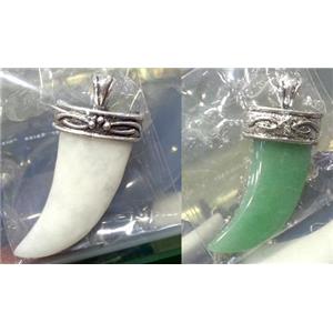 mixed gemstone pendant, horn, approx 20-40mm [GMPDA1619]
