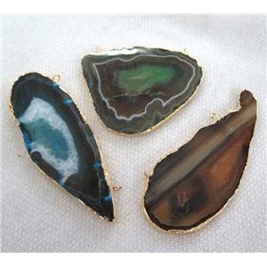 agate pendant, slice, freeform, 2-holes, approx 25-70mm [GMPDA1657]