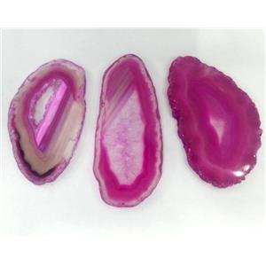 hotpink agate slab pendant, freeform, no-hole, approx 20-70mm [GMPDA1659]