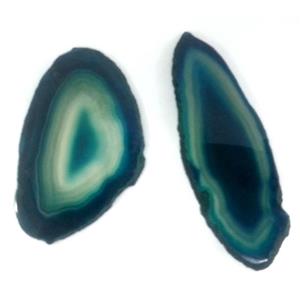 agate slice pendant, freeform, peacock-green, approx 20-70mm [GMPDA1660]