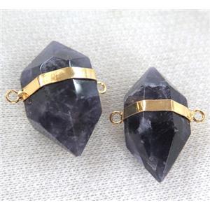 amethyst connector with double point, gold plated, approx 20-30mm [GMPDA1717]