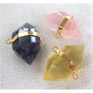 mixed gemstone connector, double-point, approx 20-30mm [GMPDA1719]