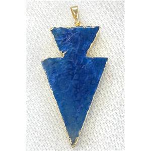 Agate arrowhead pendant, blue, approx 35-50mm [GMPDA1734]