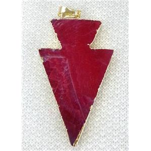 Agate arrowhead pendant, red, approx 35-50mm [GMPDA1735]