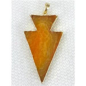 Agate arrowhead pendant, orange, approx 35-50mm [GMPDA1736]