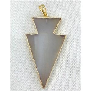 gray Agate arrowhead pendant, approx 35-50mm [GMPDA1738]