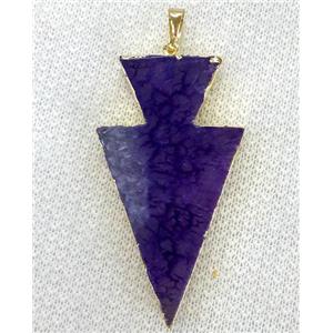 agate pendant, arrowhead, purple, approx 35-50mm [GMPDA1739]