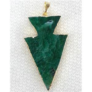 agate pendant, arrowhead, green, approx 35-50mm [GMPDA1740]