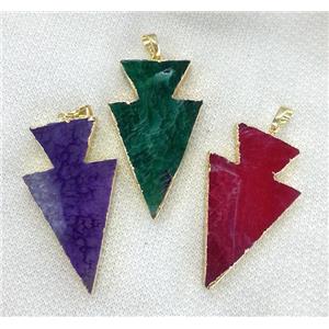 agate pendant, arrowhead, mixed color, approx 35-50mm [GMPDA1741]