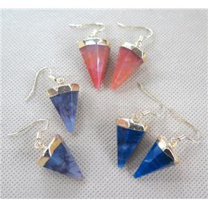 agate earring, diamond, mixed color, approx 16x22mm [GMPDA1753]